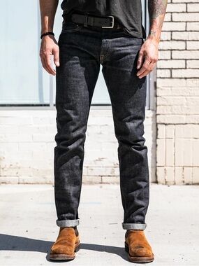 Momotaro Tight Tapered Japanese Selvedge Dark Wash Jeans Sz 33 Style 0306-12